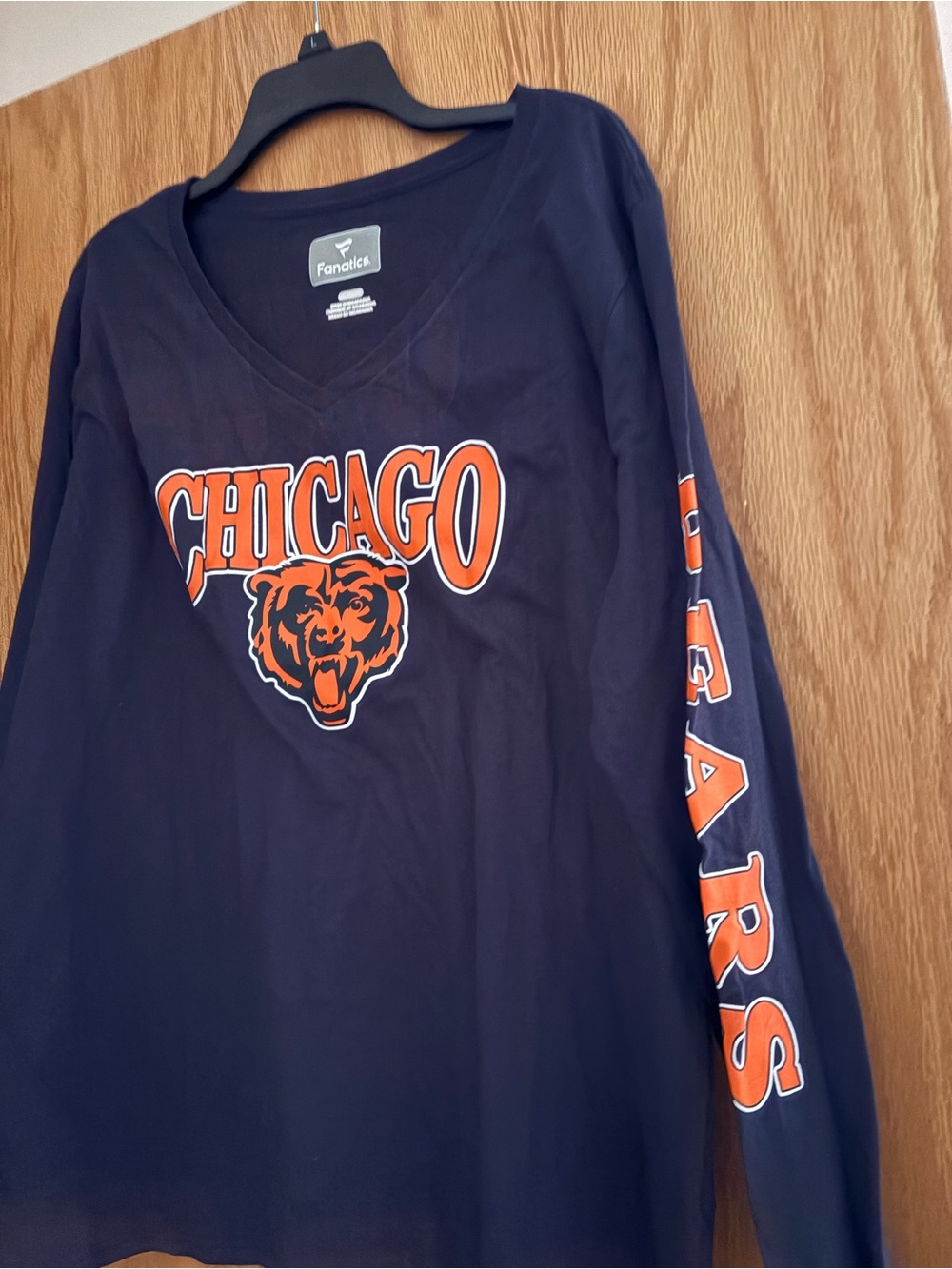 Fanatics Navy and Orange Chicago Bears Long-Sleeve V-Neck Tee